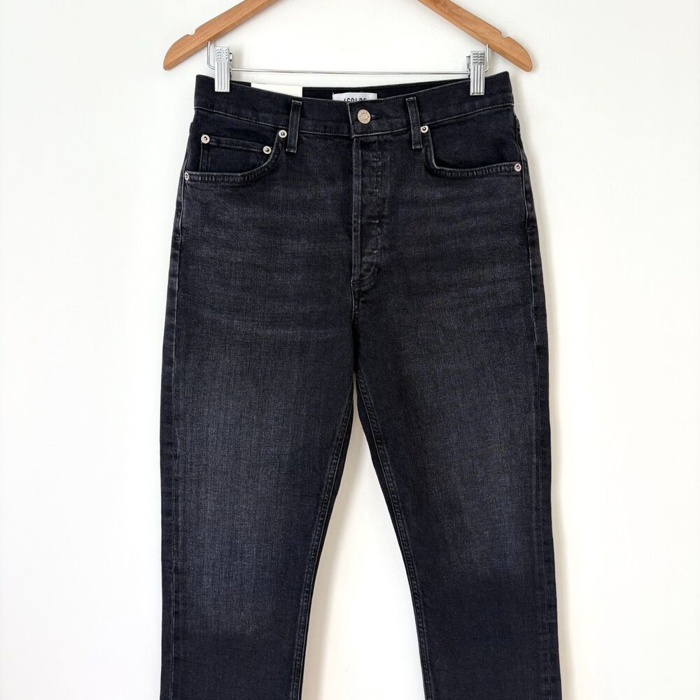 NWT AGOLDE Riley High Rise Straight Jeans Black Womens Size 29 Inseam 26" - Picture 3 of 10